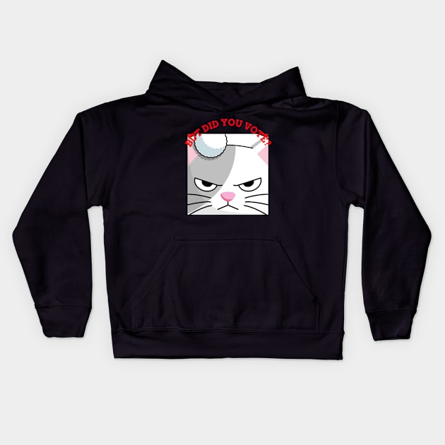 Vex Angry Cat - Did you vote - Sarcastic Funny Sad Board Festive Christmas Dry Humour Cute Artwork Kids Hoodie by Created by JR